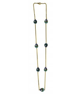 Collier or 18 cts + 7 perles de tahiti poires