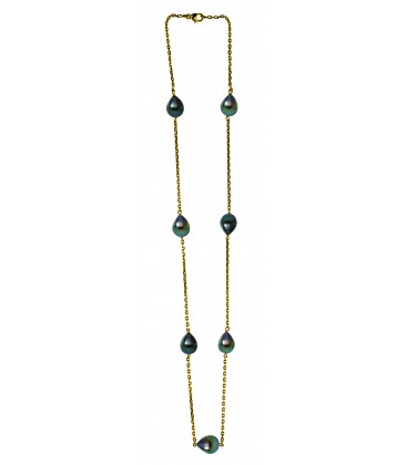 Collier or 18 cts + 7 perles de tahiti poires