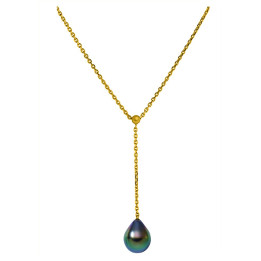 18ct gold necklace + 1 Tahitian drop pearl
