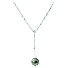 18ct gold necklace + 1 round Tahitian pearl