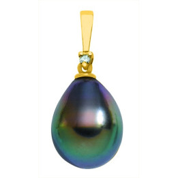 Pendentif or 18 cts + perle de tahiti poire