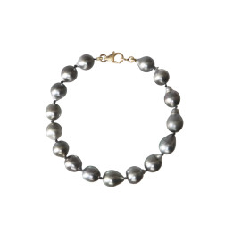 Tahitian drop pearl bracelet 8/10 mm approx. 17 pearls, 18ct gold lobster clasp