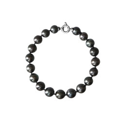 Bracelet perle de tahiti rondes 8/10 mm  environ 17 perles, fermoir anneau marin or 18 cts