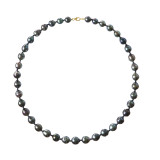 Strand of circled Tahitian pearls 8/10 mm 42 cm, 18ct gold lobster clasp