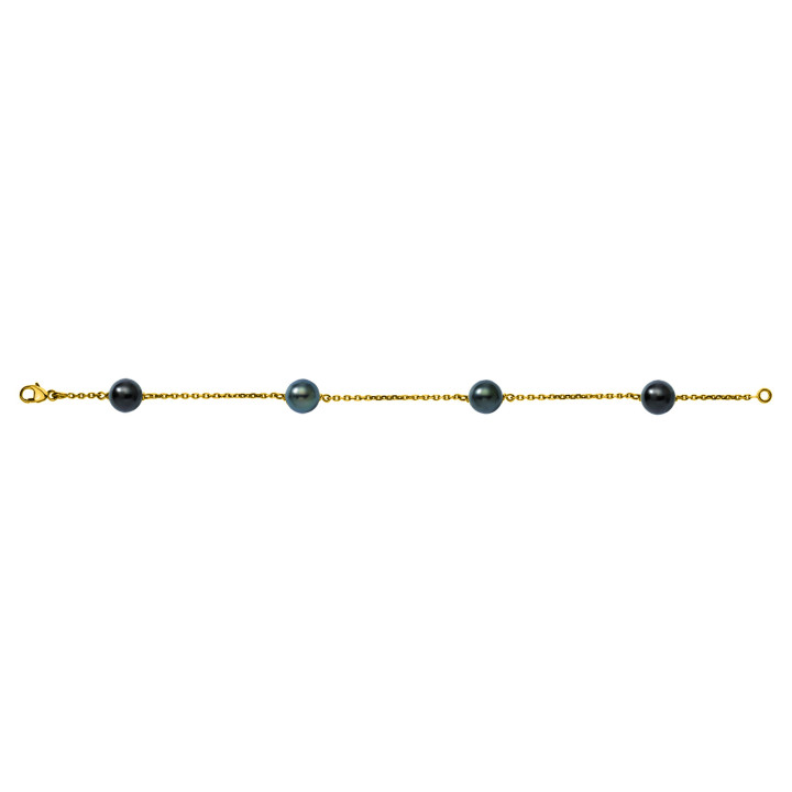 18ct gold bracelet + 4 round Tahitian pearls