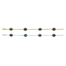 18ct gold bracelet + 4 circled Tahitian pearls