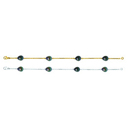 18ct gold bracelet + 4 Tahitian drop pearls