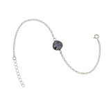 Silver trace chain bracelet + 1 circled Tahitian pearl