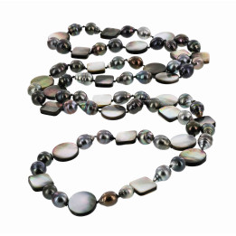 MOTHER-OF-PEARL AND CIRCLED LONG NECKLACE