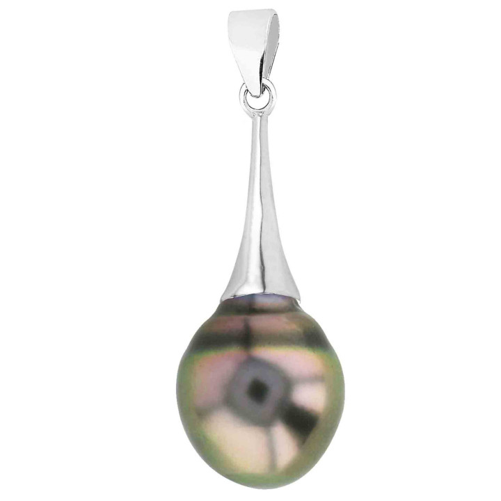 Silver pendant + 1 circled Tahitian pearl