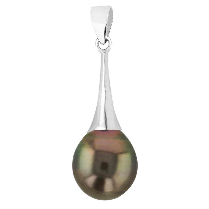 Silver pendant + 1 Tahitian drop pearl