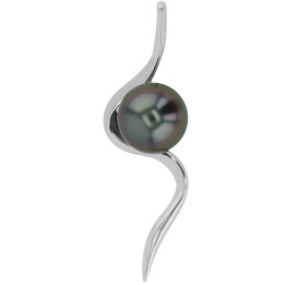 Silver pendant + 1 round Tahitian pearl