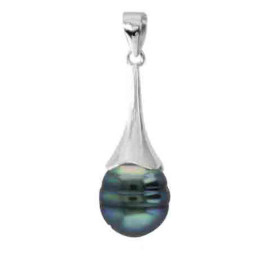 Pendentif argent + 1 perle de tahiti cerclee