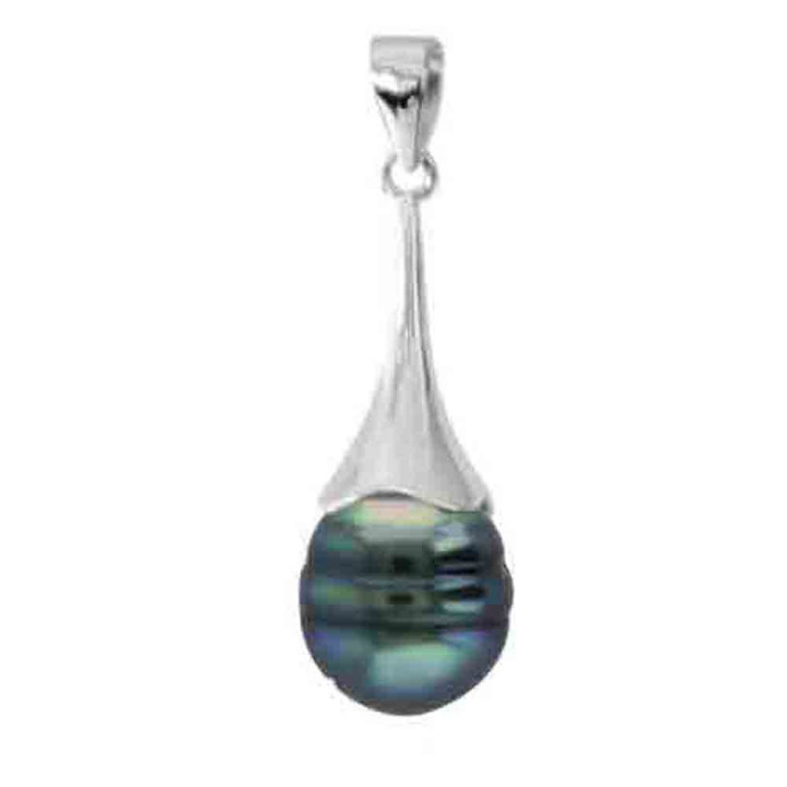 Silver pendant + 1 circled Tahitian pearl