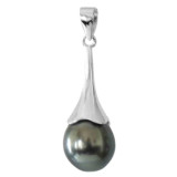 Silver pendant + 1 Tahitian drop pearl