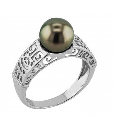 Bague argent + 1 perle de tahiti ronde