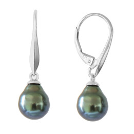 Gold earring + round Tahitian pearl
