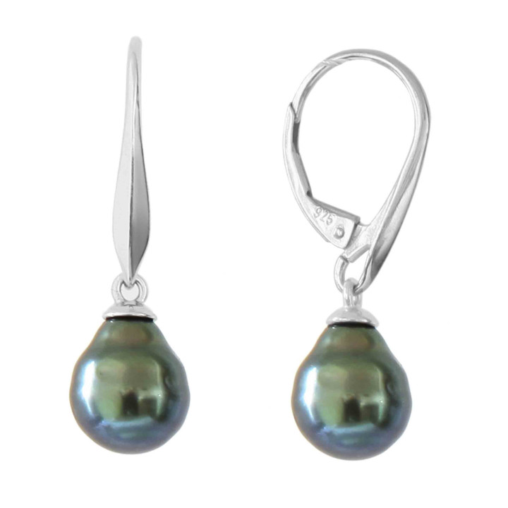 Gold earring + round Tahitian pearl