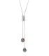 Collier chaine ajustable argent + 2 perles de tahiti cerclees