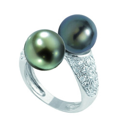 Bague or 18 cts + perle de tahiti ronde