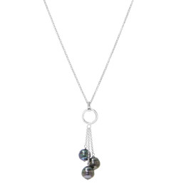 Chaine forcat argent + 3 perles de tahiti cerclees