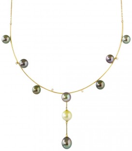 Collier parrure + 9 perles de Tahiti rondes