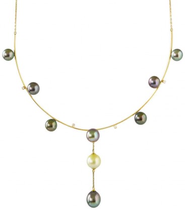 Collier parrure + 9 perles de Tahiti rondes