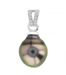 Pendentif argent + 1 perle de tahiti poire