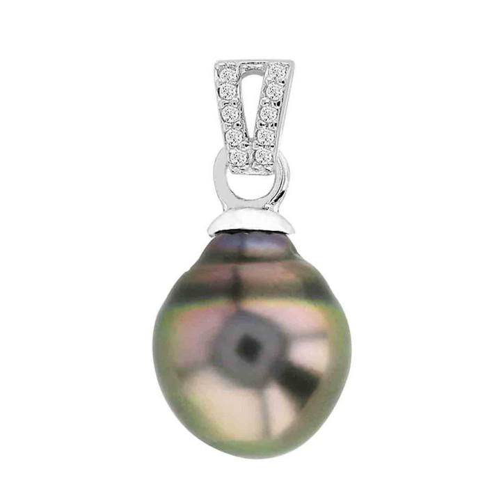 Silver pendant + 1 Tahitian drop pearl