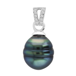 Pendentif argent + 1 perle de tahiti cerclee