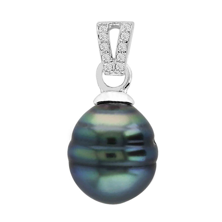 Silver pendant + 1 circled Tahitian pearl