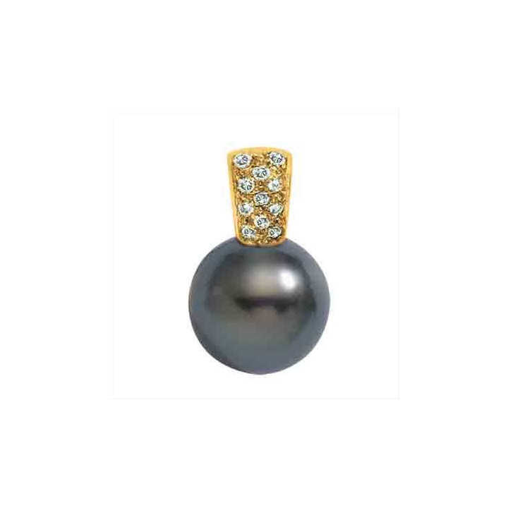 18ct gold pendant + round Tahitian pearl