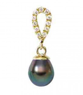 PENDENTIF PERLE DE TAHITI POIRE 9/10 MM OR 0,54 GR + 0,055 CTS