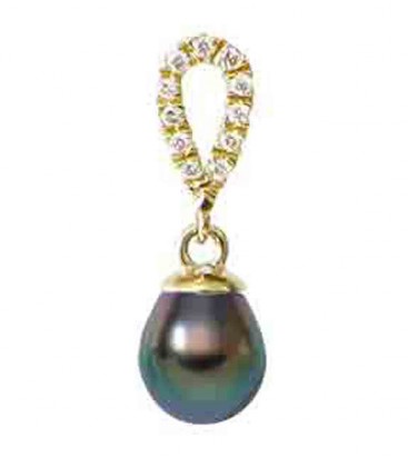 PENDENTIF PERLE DE TAHITI POIRE 9/10 MM OR 0,54 GR + 0,055 CTS