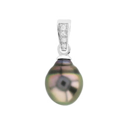 Pendentif argent + 1 perle de tahiti cerclee