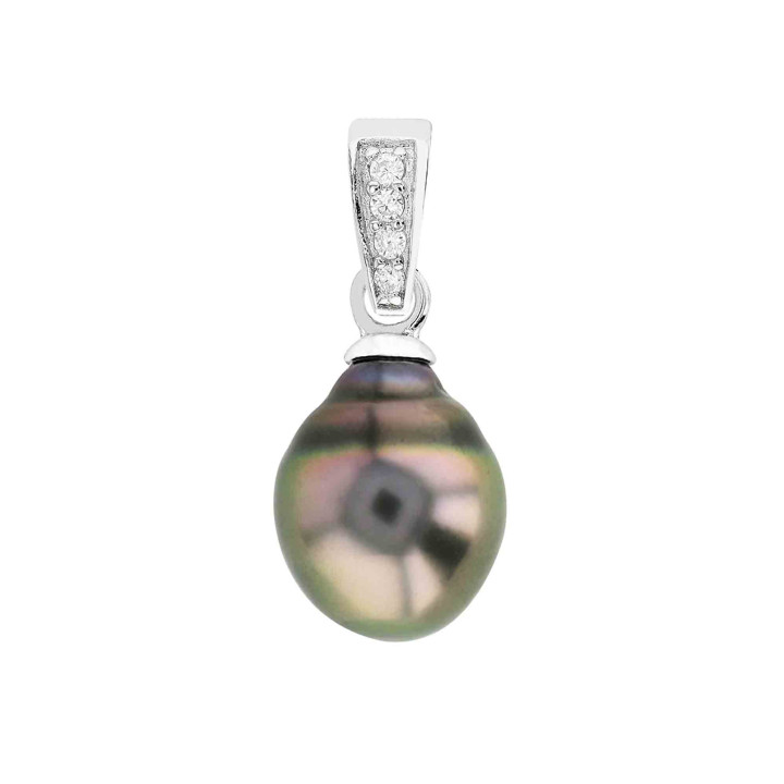 Silver pendant + 1 circled Tahitian pearl
