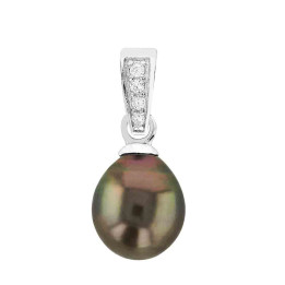 Silver pendant + 1 Tahitian drop pearl
