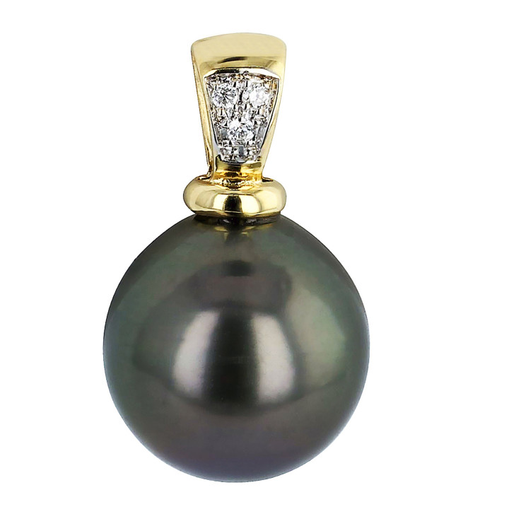 18ct gold pendant + round Tahitian pearl