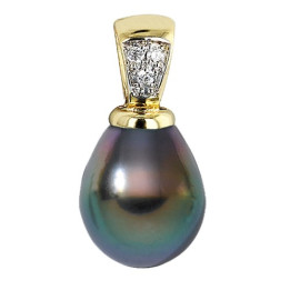 Pendentif or 18 cts + perle de tahiti poire